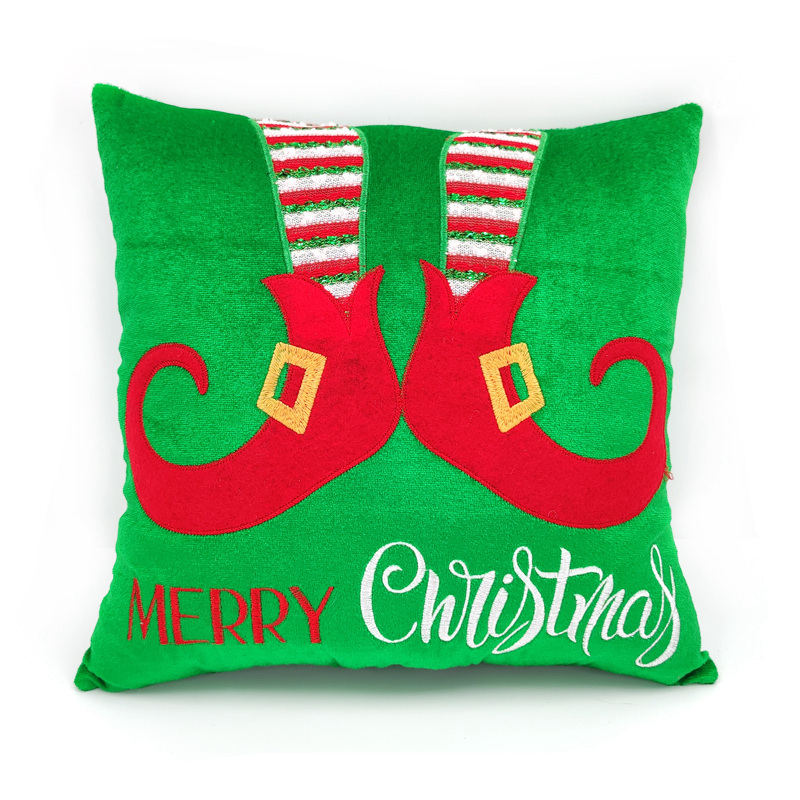 Embroidered Covers Elf Legs Custom Plush Cartoon Christmas Pillow