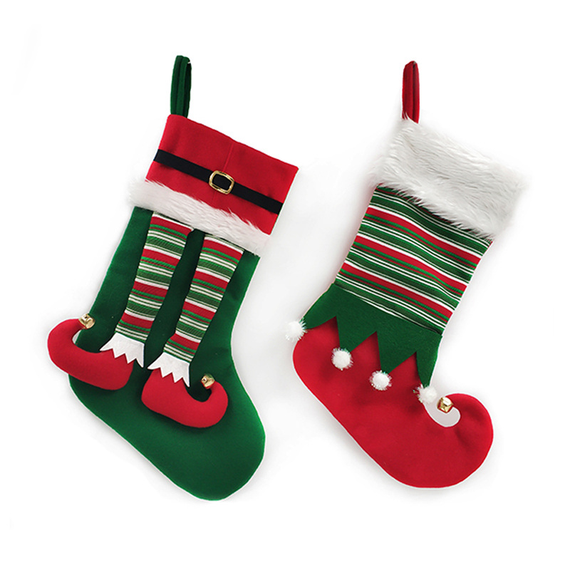 Plush Christmas Stockings Decoration Velvet Elf Stocking
