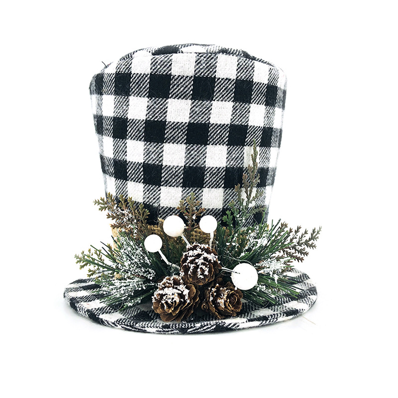 Holiday Decoration Plaid Fabrics Gifts Crafts Home Christmas Top Hat