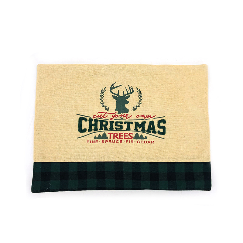 Embroidered Placemat Buffalo Plaid Linen Cushion Christmas Placemats