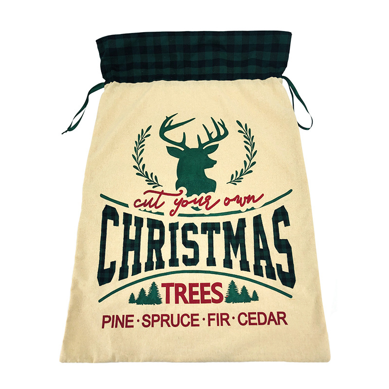 Drawstring Bag Decoration Ornament Linen Fabric Christmas Gift Bags