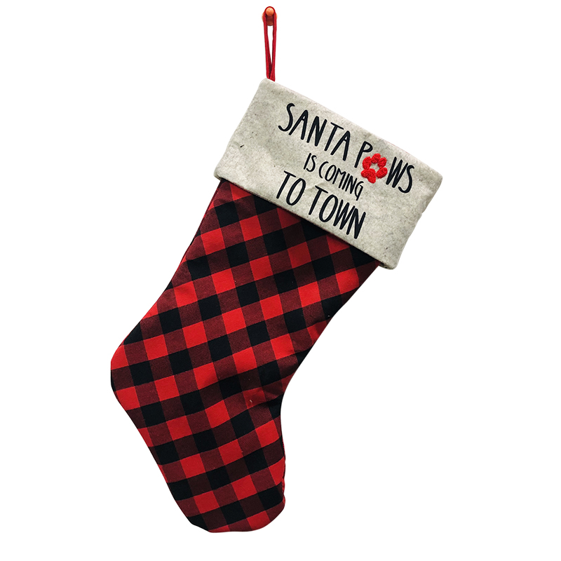 Socks Decorations Plaid Fabrics Stocking Pet Christmas Stockings