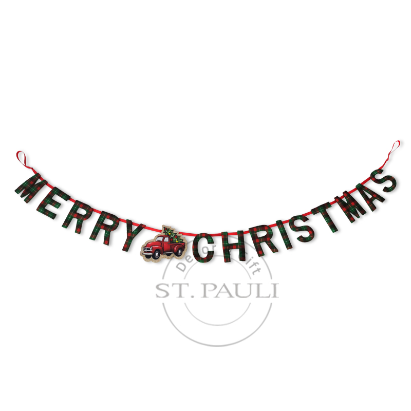 PL7C753 72寸圣诞拉旗 格子布 挂饰 72inch Christmas Garland Scottish grid Ornament''.jpg