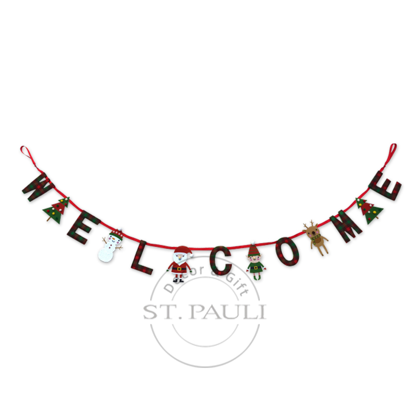 PL7C755 72寸圣诞挂旗 格子布 挂饰 72inch Christmas Garland Scottish grid Ornament''.jpg