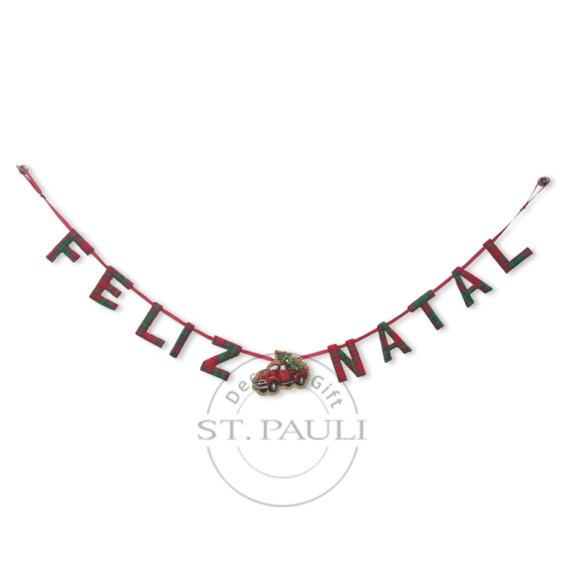 PL7C770 72圣诞拉旗 格子布 挂饰 72inch Christmas Garland Scottish grid Ornament''.jpg