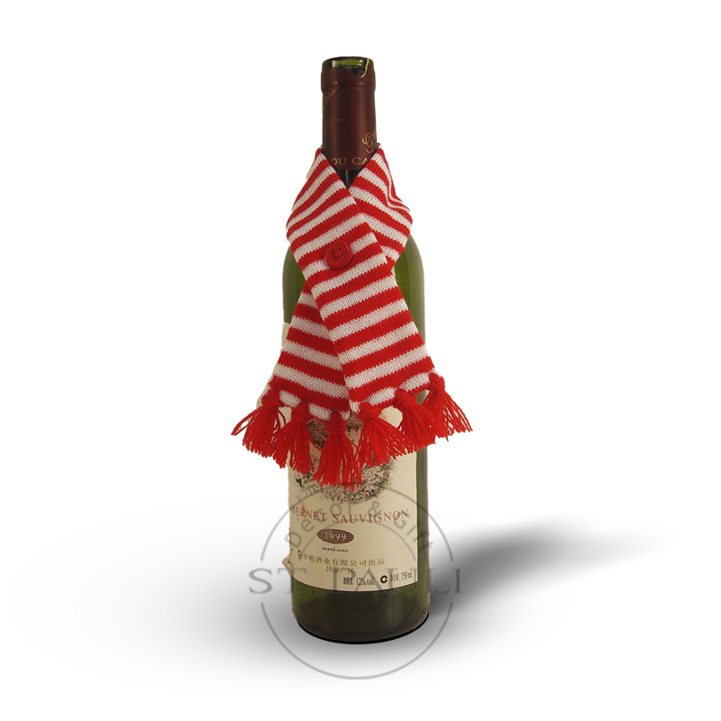 PL-KT1386915寸圣诞围巾酒套 针织布 酒类品牌赠品 15inch cook Christmas scarf and wine e Cover velvet Meryas Wine decoration Promotional Gift .jpg