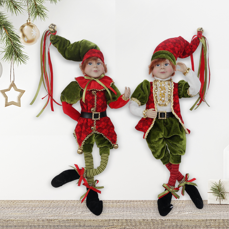 9 Christmas Elf Doll Holiday Boy Girl Plush Hanging Decor Ornament