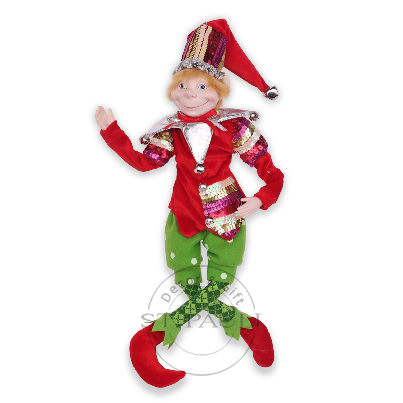 PL17838 23寸珠片红色精灵 亮片布 摆饰 23inch Sequins Fabric red bendable elf Sequins Fabric tabletop .jpg