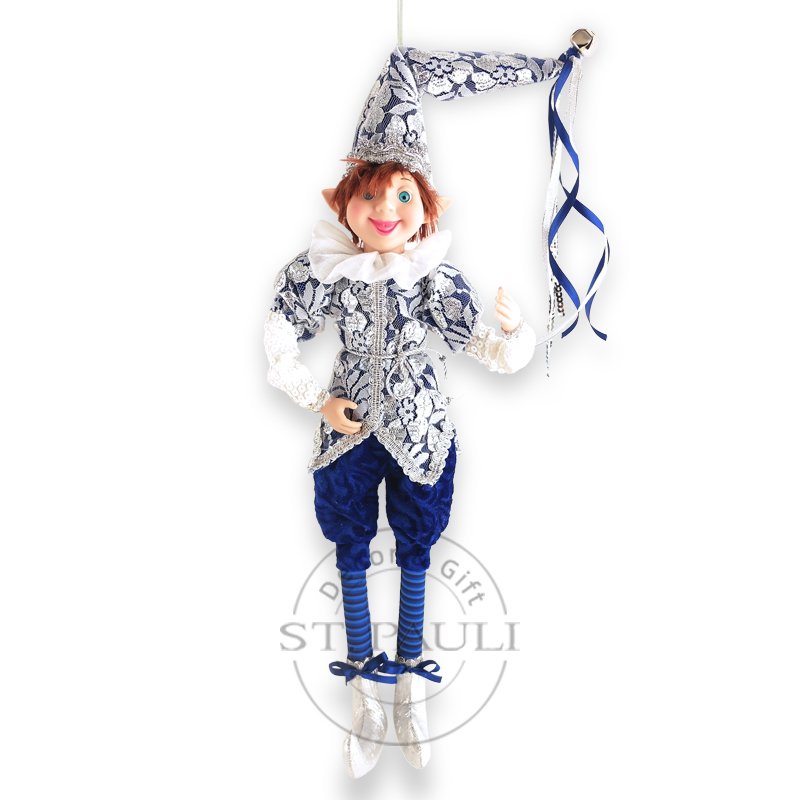 PL18811A 18寸男孩精灵吊饰 丝绒 蕾丝布 蕾丝 丝带 18inch boy Elf Ornament Velvet Lace Fabric Lace Silk Ribbon .jpg