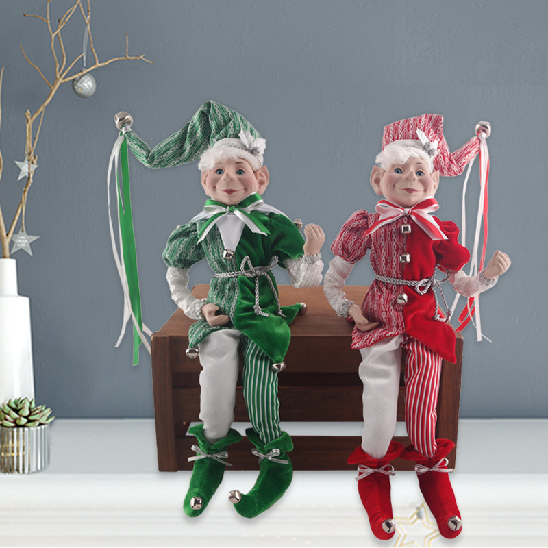 19 Christmas Elf Doll Figurines Vintage Wreath Winter Sitting Plush Wreath Supply
