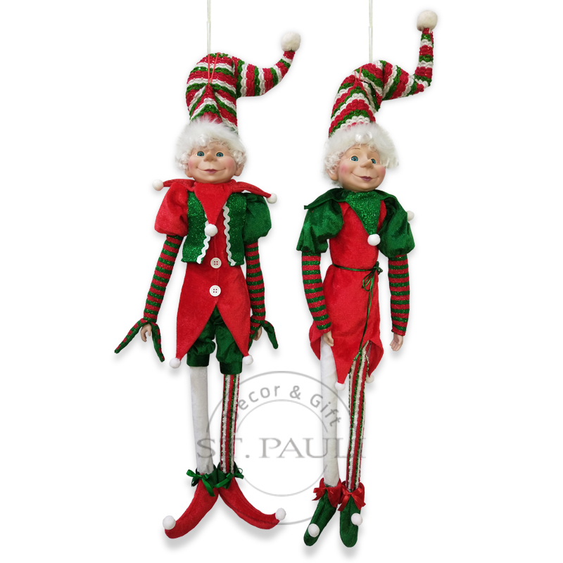 PL19676AB 24寸圣诞精灵吊饰 丝绒布 亮片布 吊饰 24inch christmas doll elf Velvet Glitter Fabric Ornament＂ .jpg