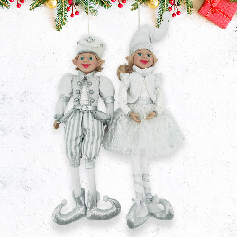 Christmas Elf Doll Silvery White