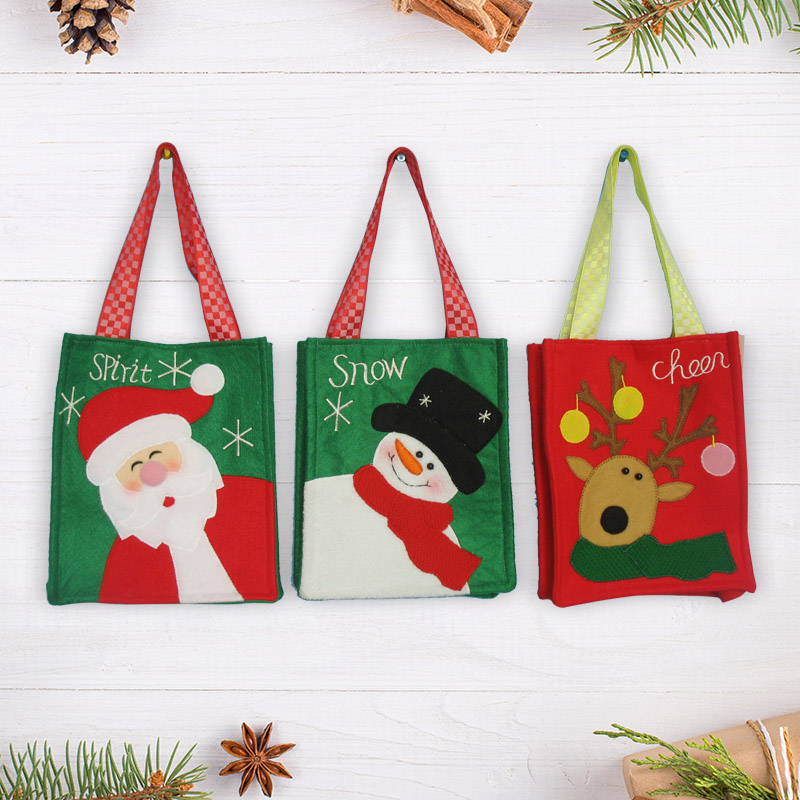 Christmas Canvas Bags Gift Bag Ornament Santa Snowman Deer