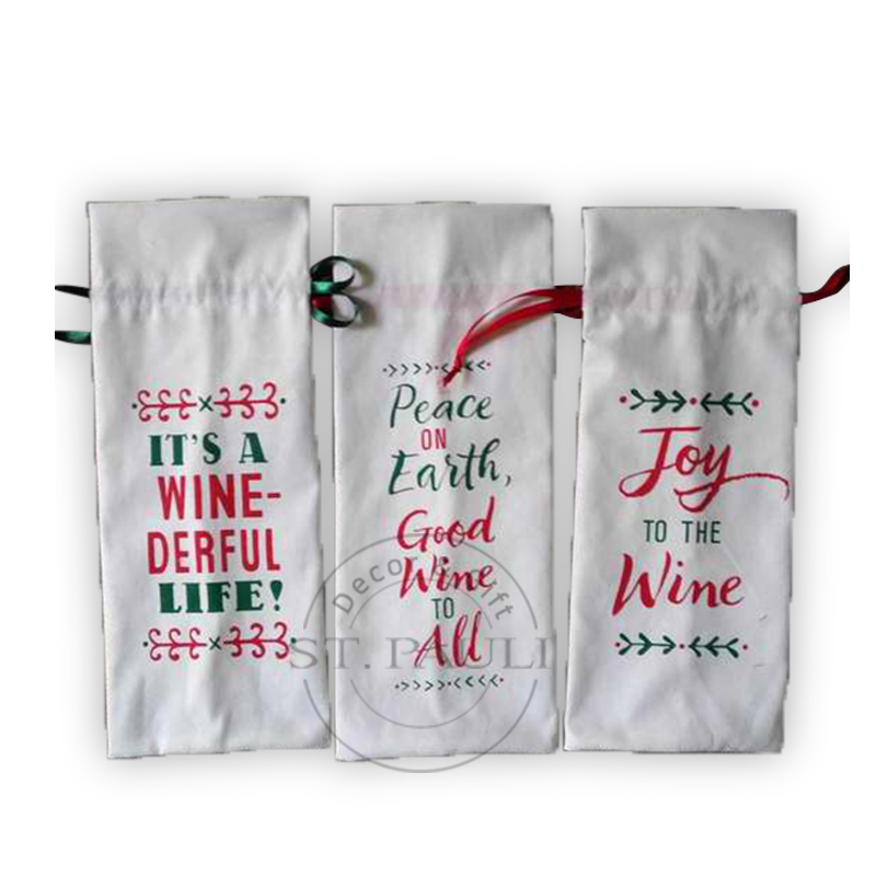 Christmas Gift Bags Small Canvas Fabric Printing Designs