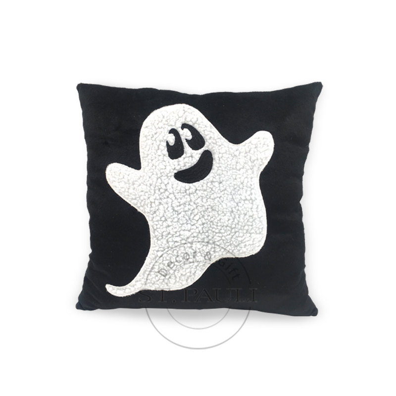 PL2B211A 15“X 15”万圣节百鬼抱枕 涤纶布 沙发装饰 Halloween White Ghost Pillow POLYESTER FABRIC Sofa Decor 白底图 .jpg
