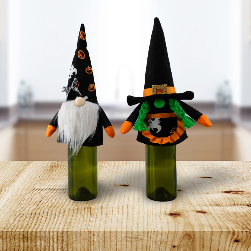 5 Holiday Party Dining Table Supplies Vampire Halloween Plush Faceless Gnome Wine Bottle Cover Decorative Bottle Topper