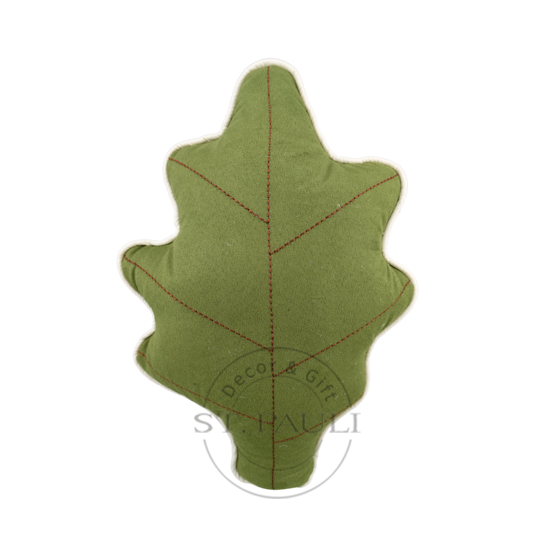 PL2C388A 11''x16''寸绿色叶子枕包 无纺布 家居装饰 Harvest Soft Velvet Decorative Custom Green Leaf Shaped Pillow Felt Home Decor 白底图.jpg