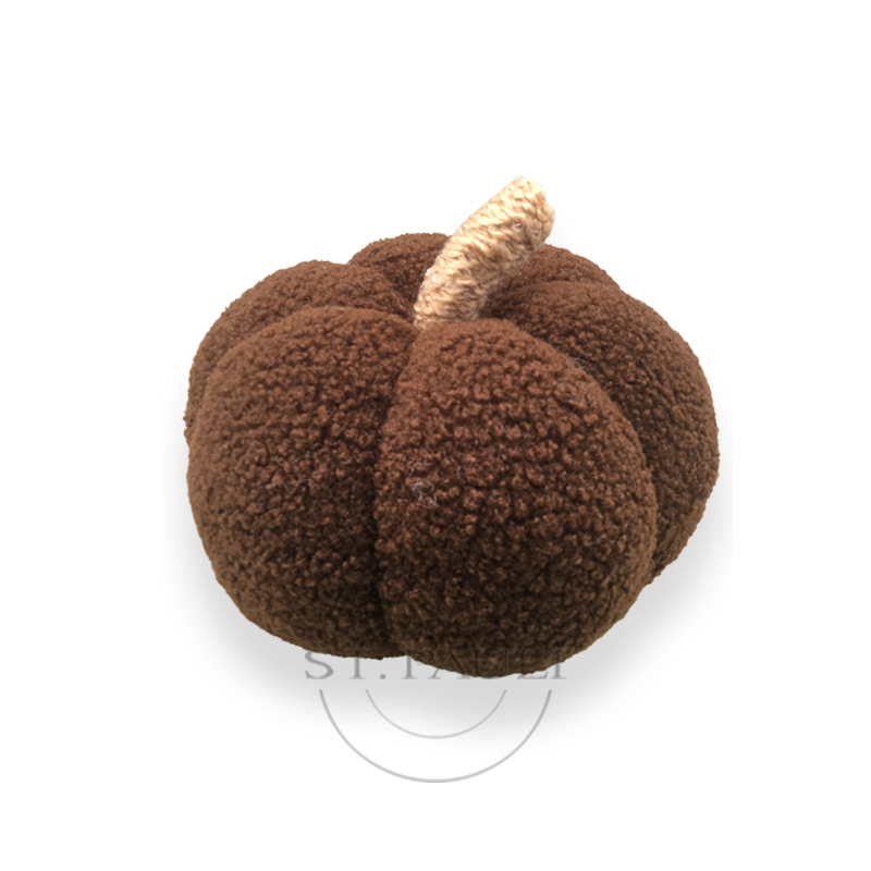 PL2C459 8''x6''秋收棕色南瓜 毛织布 桌面小摆饰 Harvest Brown Pumpkin Knitted Tabletop 白底图.jpg
