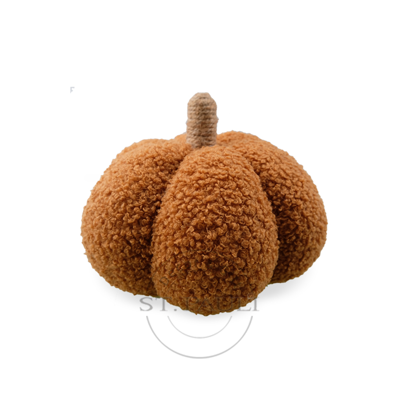 PL2C467 8''寸秋收浅棕色南瓜 毛织布 桌面摆饰 Harvest Light Brown Pumpkin Knitted Tabletop 白底图.jpg