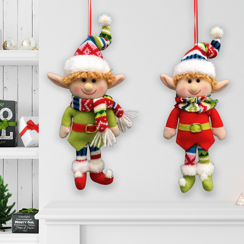 Christmas Boy and Girls Elf Stuffed Doll Toy Pompom Ornament House Decor