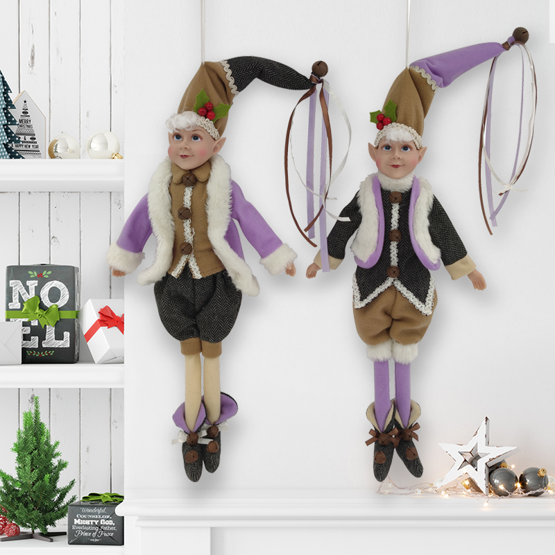 Christmas Velvet Elf Doll Gifts for Kids Luxury Ornament