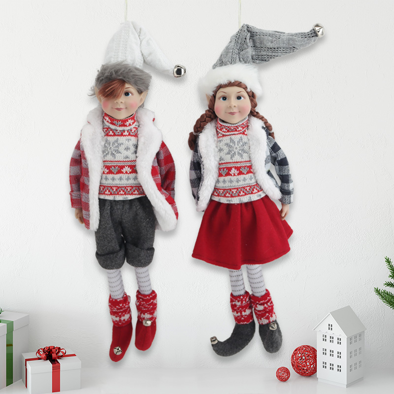Christmas Boy Girls Elf Ornament Knitted Fabric Elf