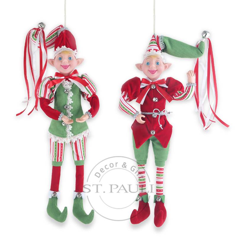 PL18812AB 18寸精灵吊饰 丝绒 丝带 铃铛18inch Elf Ornament Velvet Ribbon Bell .jpg