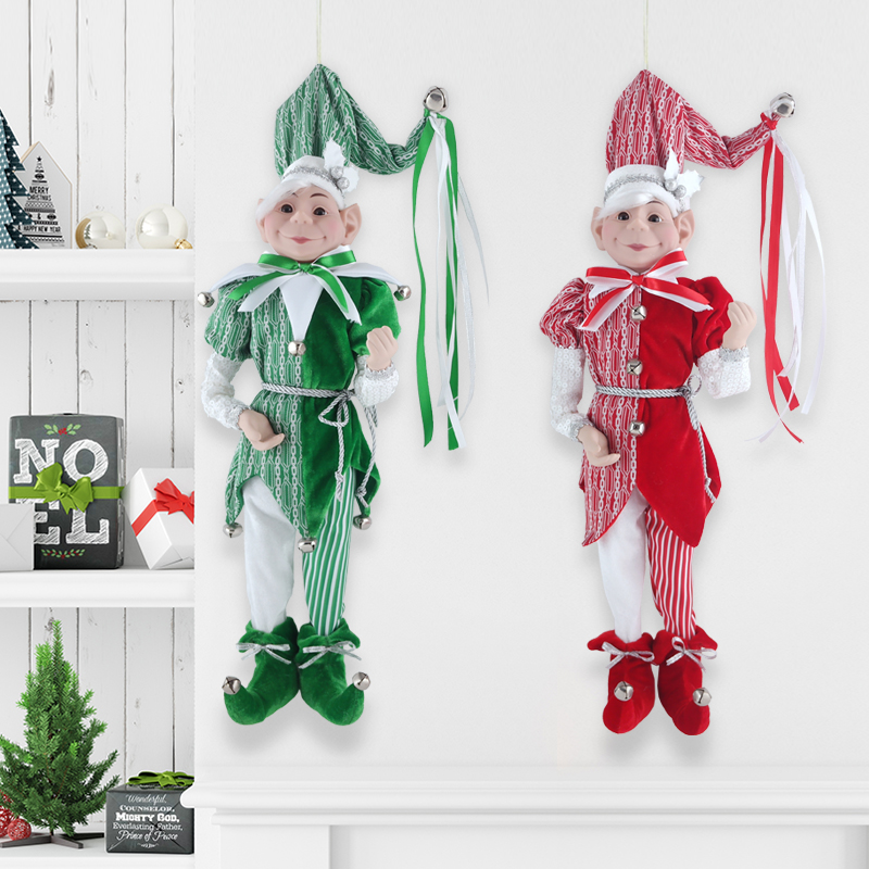 Christmas Mrs Clause Velvet Applique Ribbon hat Elf Doll Kids Gifts