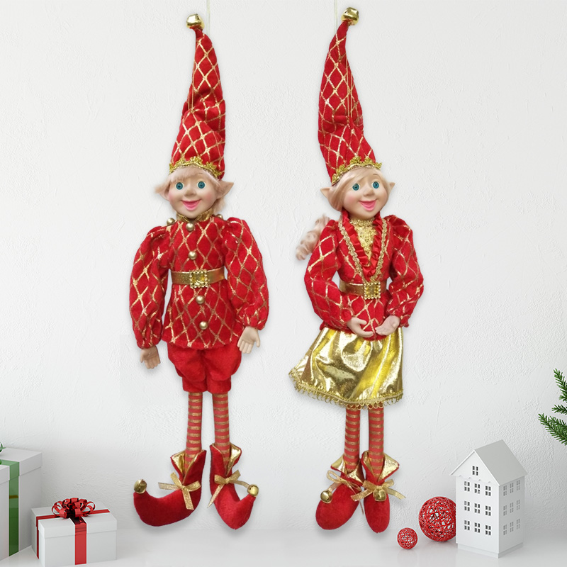 Gorgeous Gold-Red Christmas elf Home Ornament Luxury Doll Kids Gifts