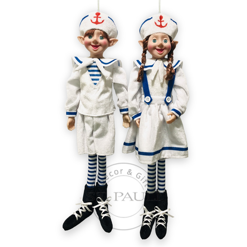 PL20574AB 18寸男女护士服精灵吊饰 白丝绒 吊饰 18inch Boy girl nurse uniform elf plush Ornament White Velevt Ornament .jpg