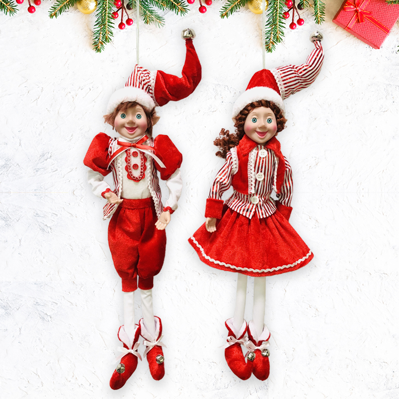 Bright Red Luxury Christmas Elf Doll For Kids Gift Decor Holiday Ornament
