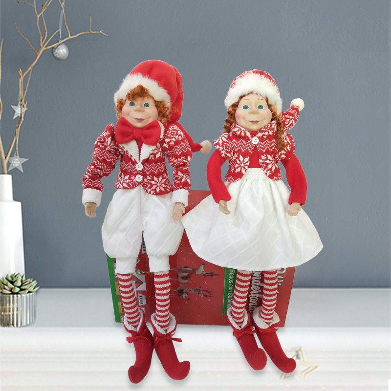 Christmas Elf Figurines For Kids Doll Gifts Sitting Tabletop Decor
