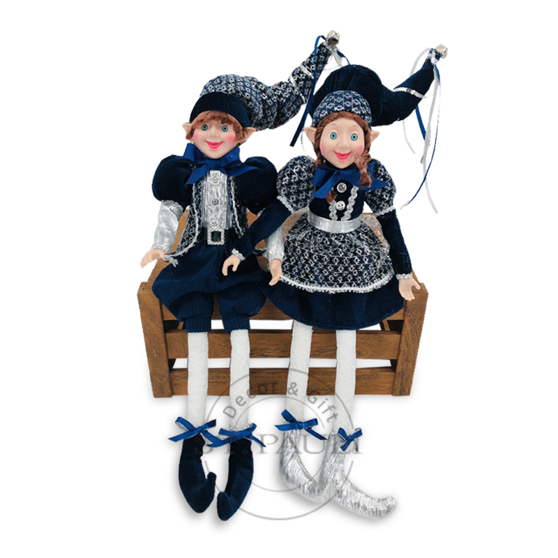 PL20579AB 18寸银蓝色坐姿精灵 丝绒 蕾丝布 摆饰18inch Sliver Blue Elf plush Doll Velvet Lace fabric Tabletop''.jpg