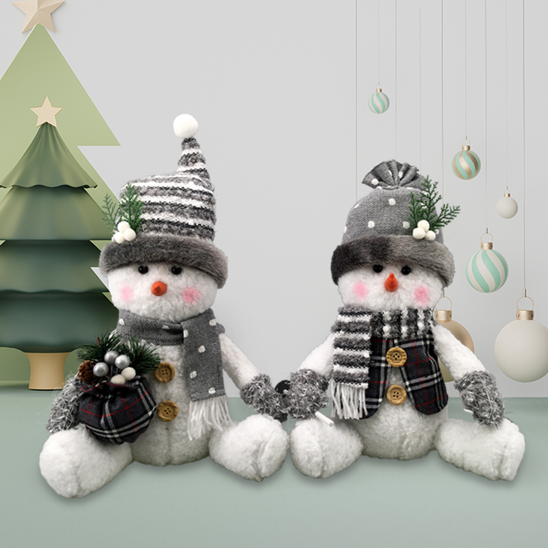 Black Gray White Mini Collectibles Snowman Christmas Figurines