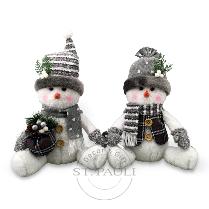 PL7G910 A20''B14'寸灰白八脚坐姿雪人 毛织布 坐姿 摆饰 A20 B14inch GW splayfoot snowman sitting Knitted Fabric Sitting tabletop '.jpg
