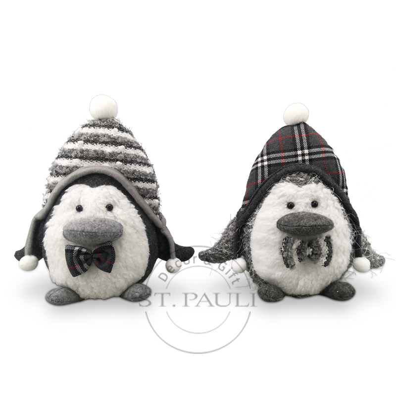 PL7G921AB 9.5寸灰色男女企鹅 毛织布 柔软填充&沙发摆饰 9.5inch Christmas boy and girls penguin Knitted fabric soft stuffed&Sofa Decor'.jpg