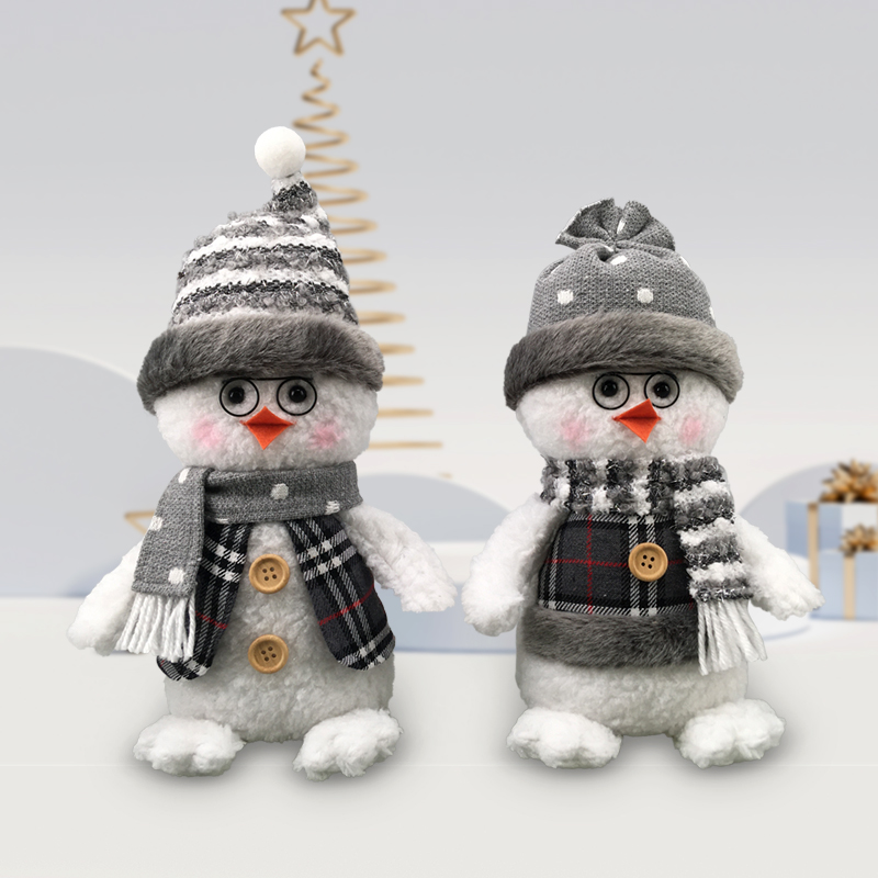 Black Gray White Mini Collectibles Miniature Bird Snowman Christmas Figurines
