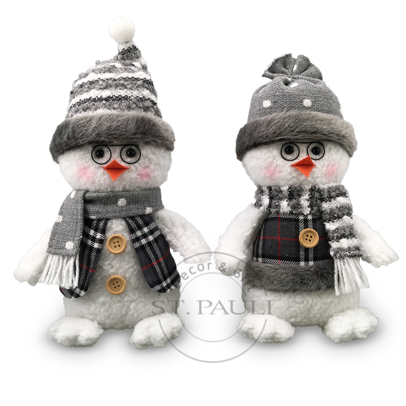 PL7G923 A13''B10灰白坐姿小鸟 毛织布 眼镜小鸟&桌面摆饰 A13''B10'' Christmas GW birds Sitting 2 Asst Knitted Fabric Bird With Glasses Tabletop .jpg