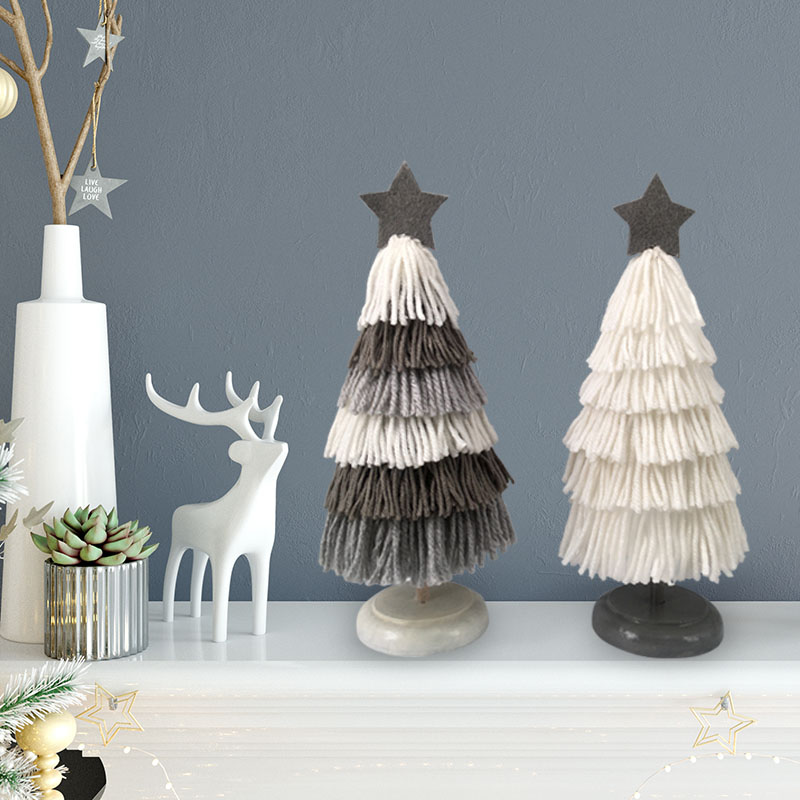 8 Christmas Small Black Gray White Mini Tree Bird Snowman Home Interiors Decoration
