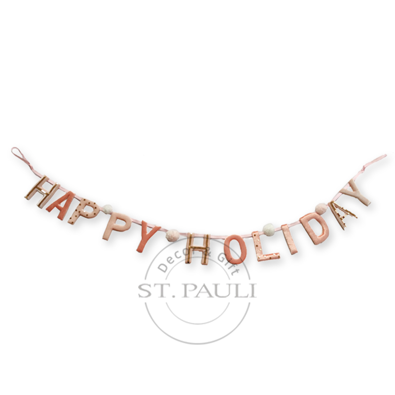 PL7G753 72寸HAPPY HOLIDAY挂旗 珠片布 墙挂 壁炉挂饰 72inch Christmas Pink HAPPY HOLIDAY Garland Sequins Fabric Wall hanging fireplace Ornament ''.jpg