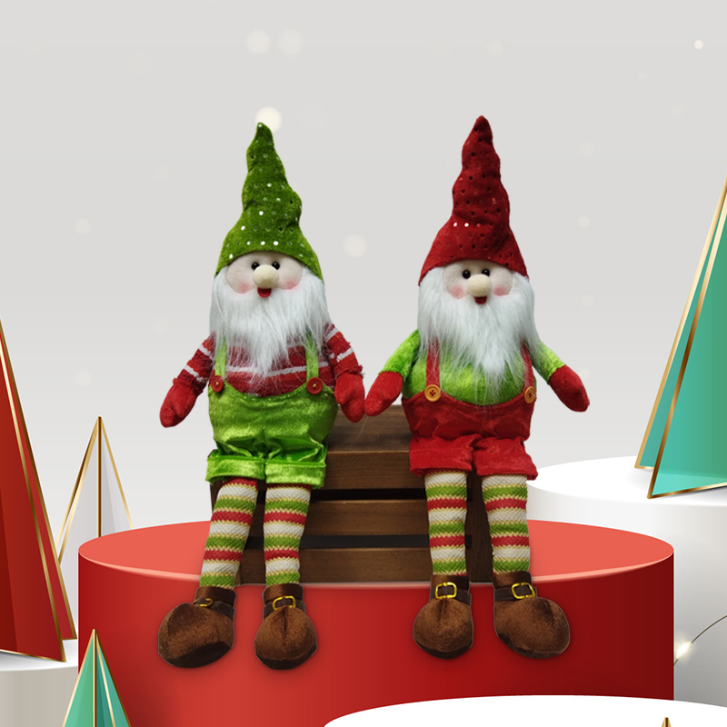 Vintage Christmas Gnomes sitting Christmas Mushroom Gnome Stuffed Santa