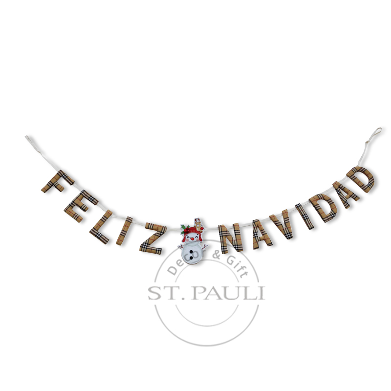 PL7C760 72寸圣诞雪人拉旗 格子布 挂饰 72inch Christmas Snowman Garland Scottish grid Ornament“ .jpg