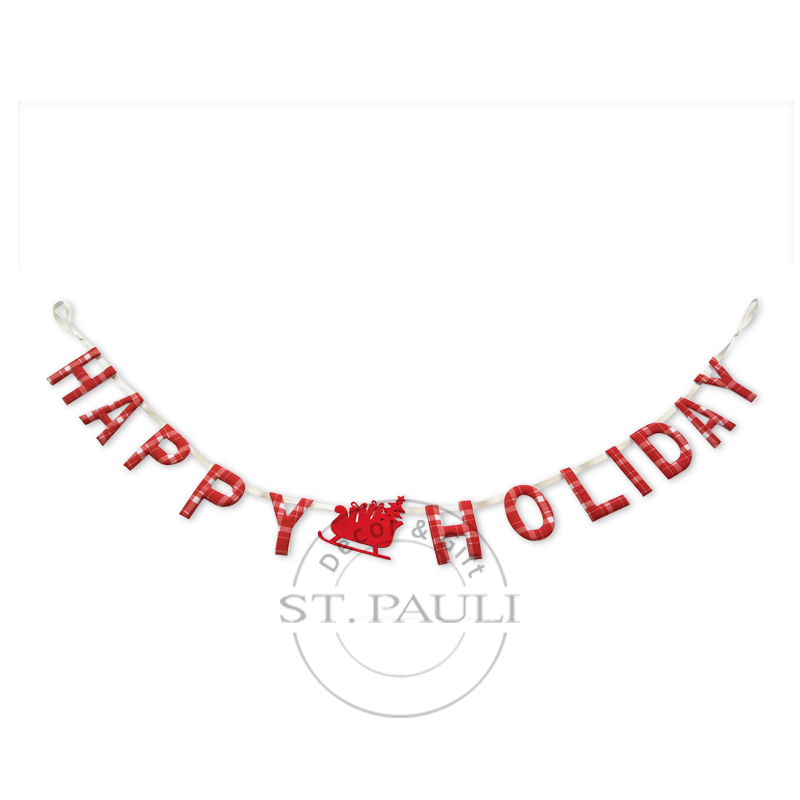 PL7C768 72寸假日拉旗 格子布 挂饰 72inch Holiday Garland Scottish grid Ornament.jpg