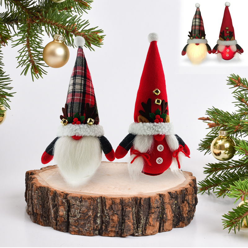 Light Up Gnome Christmas Handmade Merry Stuffed  Decor