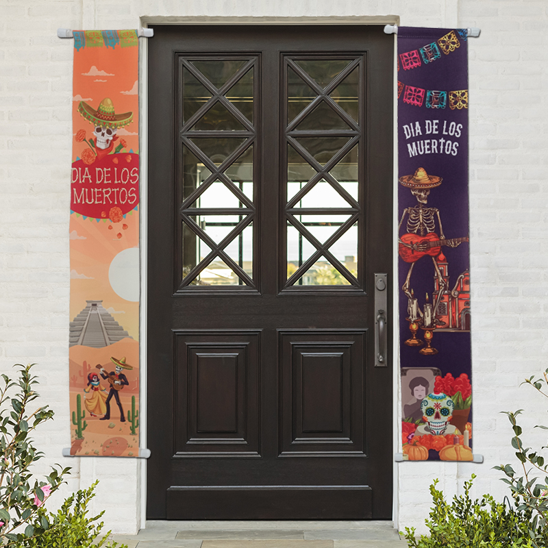 Halloween And Dia De Los Muertos Traditional skull wall art style Decorations Festival