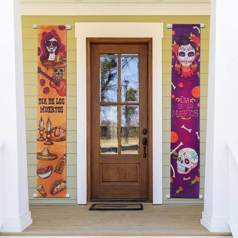 Porch Sign Door Banner Halloween Day Of The Dead Door Decorations