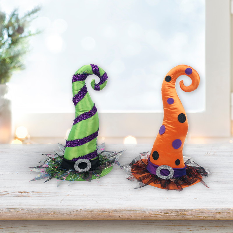 Halloween Witch Hats Tabletop Decor Satin Fabric