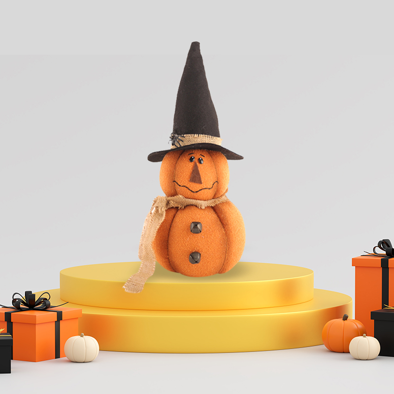Halloween Decor Stacked Pumpkin With Hat Tabletop Decor