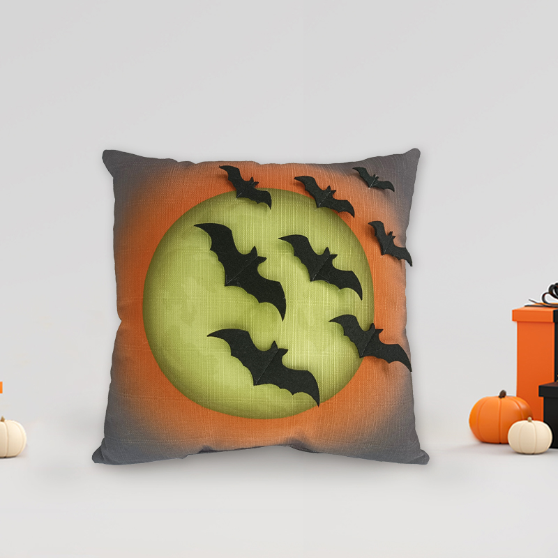 Hot-sale Cushion Cover Home Decor Printing on Polyester Linen Fabric Sofa Pillow Cases for Halloween