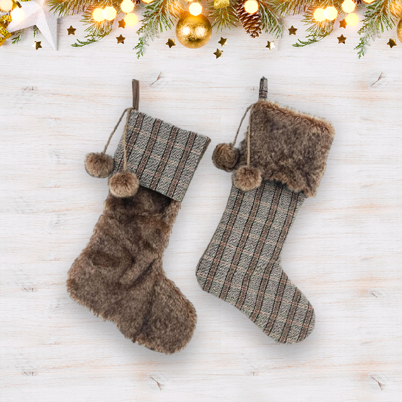 Faux Fur Christmas Customized Stockings Wholesale For Party Gift